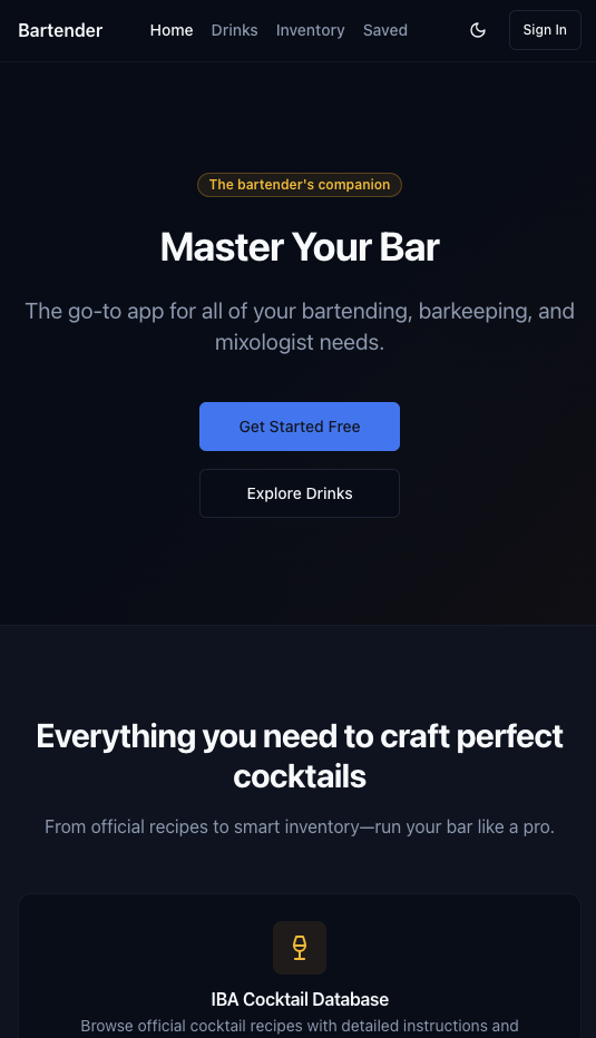 Bartender app screenshot